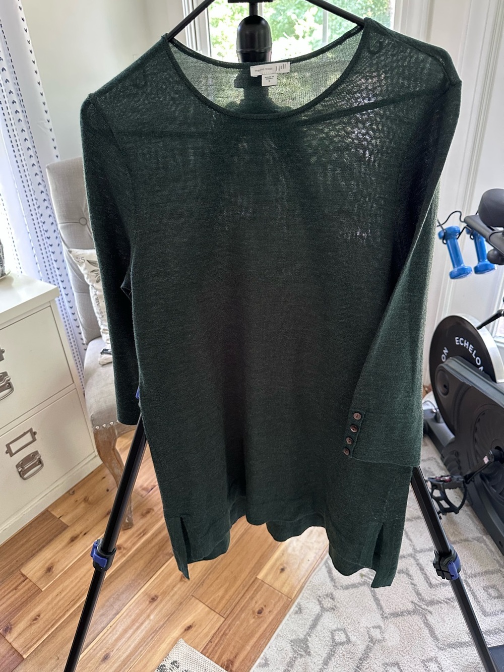 J. Jill Dark Green Lightweight Scoop Neck Sweater